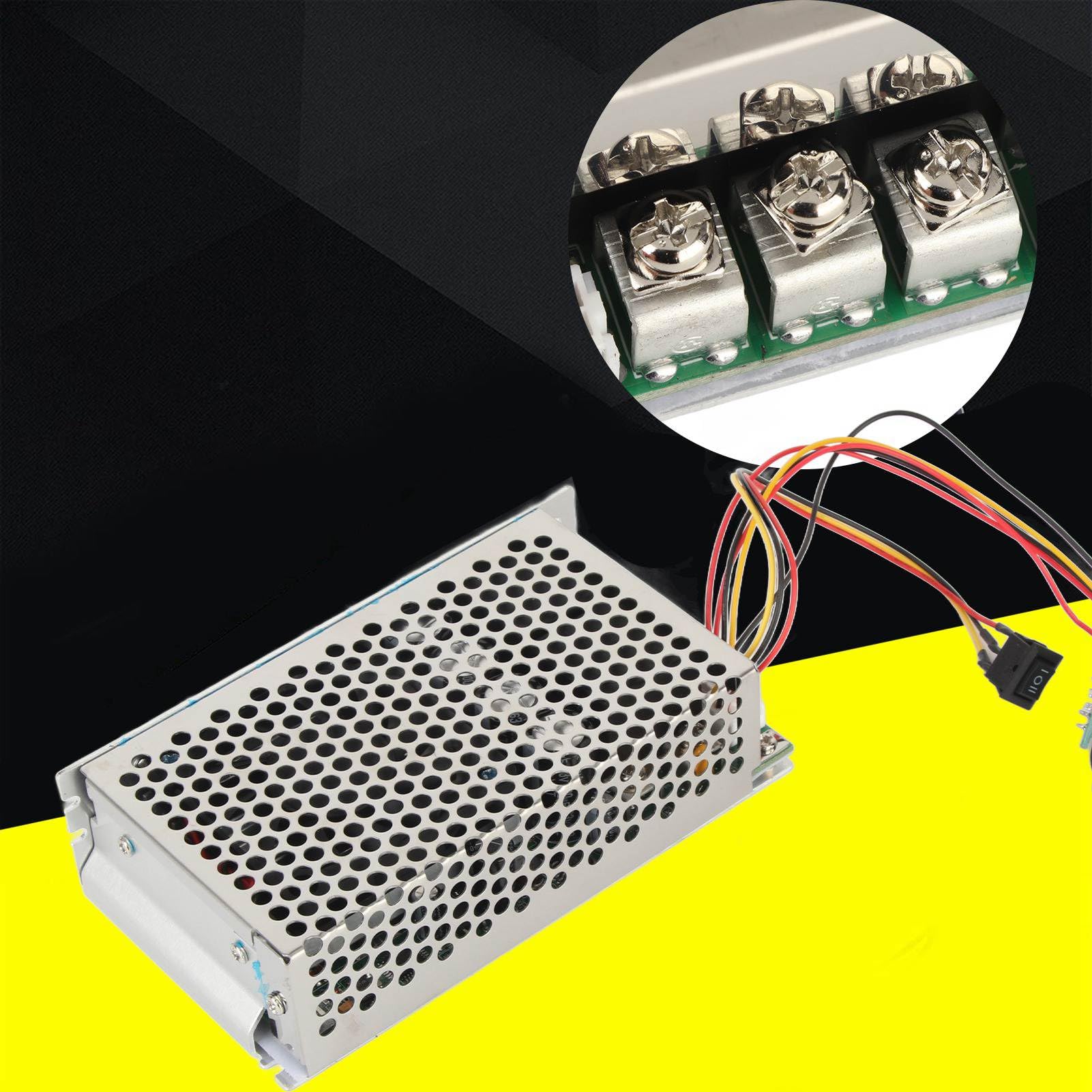 Respicefinem 3000W DC Motor Speed Controller 10-50V 60A/100A Max PWM Governor with Speed Control Knob for DC Brush Motor DC Lamps with Heat Dissipation Design