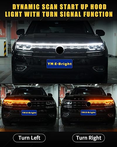 Miniatura 8 de Tira de luz LED de señal de giro secuencial, escaneo dinámico, luces de capó flexible DRL para coche, camión, SUV, interruptor de flujo de ámbar