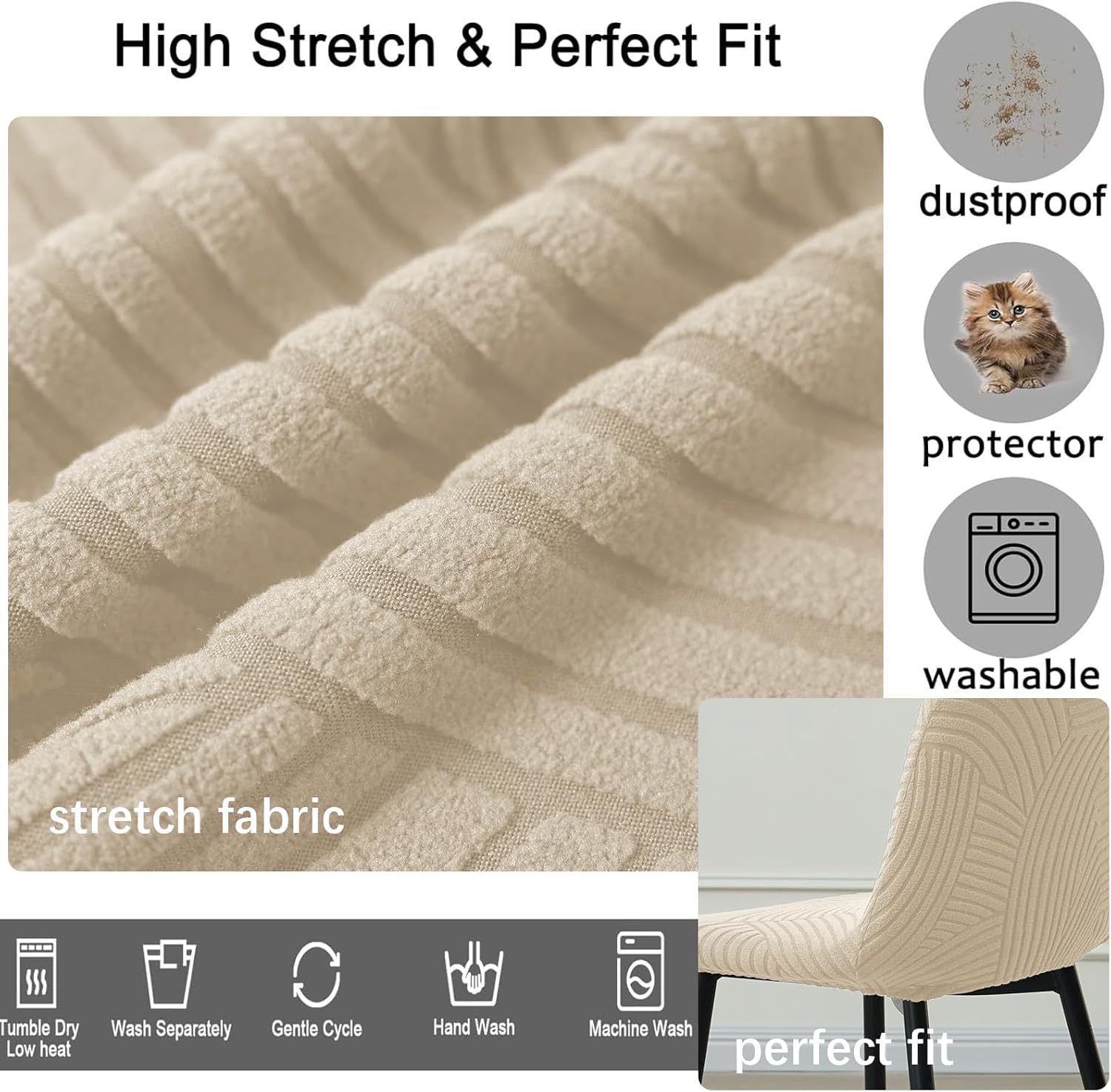 HAOYONG Modern Dining Chair Covers Printed Shell Chair Cover Lounge Armless Chair Cover Stretchable Slipcovers for Kitchen, Office, Dining Room and Living Room(Set of 6)