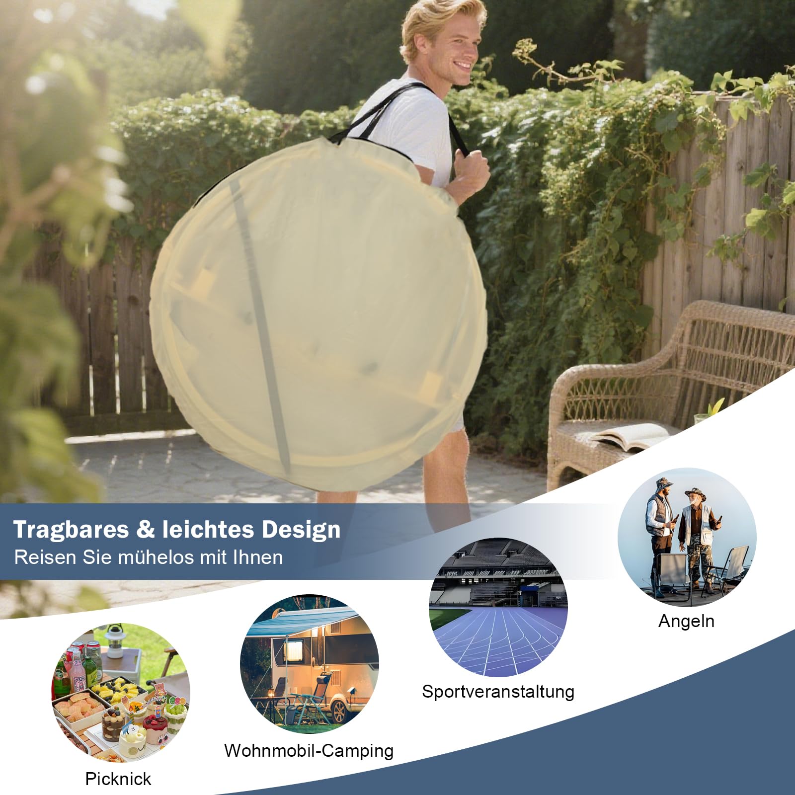 GYMAX Transparentes Pop up Zelt, faltbares Kuppelzelt für 5-6 Personen, durchsichtiges Wurfzelt mit Tragetasche, Bubble-Zelt für Outdoor-Aktivitäten, Sofortzelt wetterfest