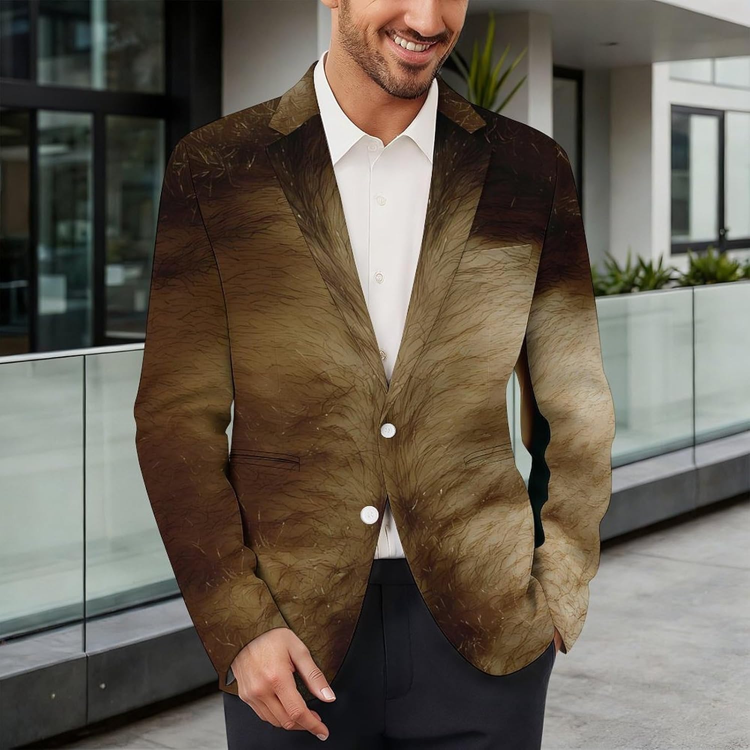 Hairy Belly Suits Blazer for Men Buttons Jacket Coat Business 6X-Large