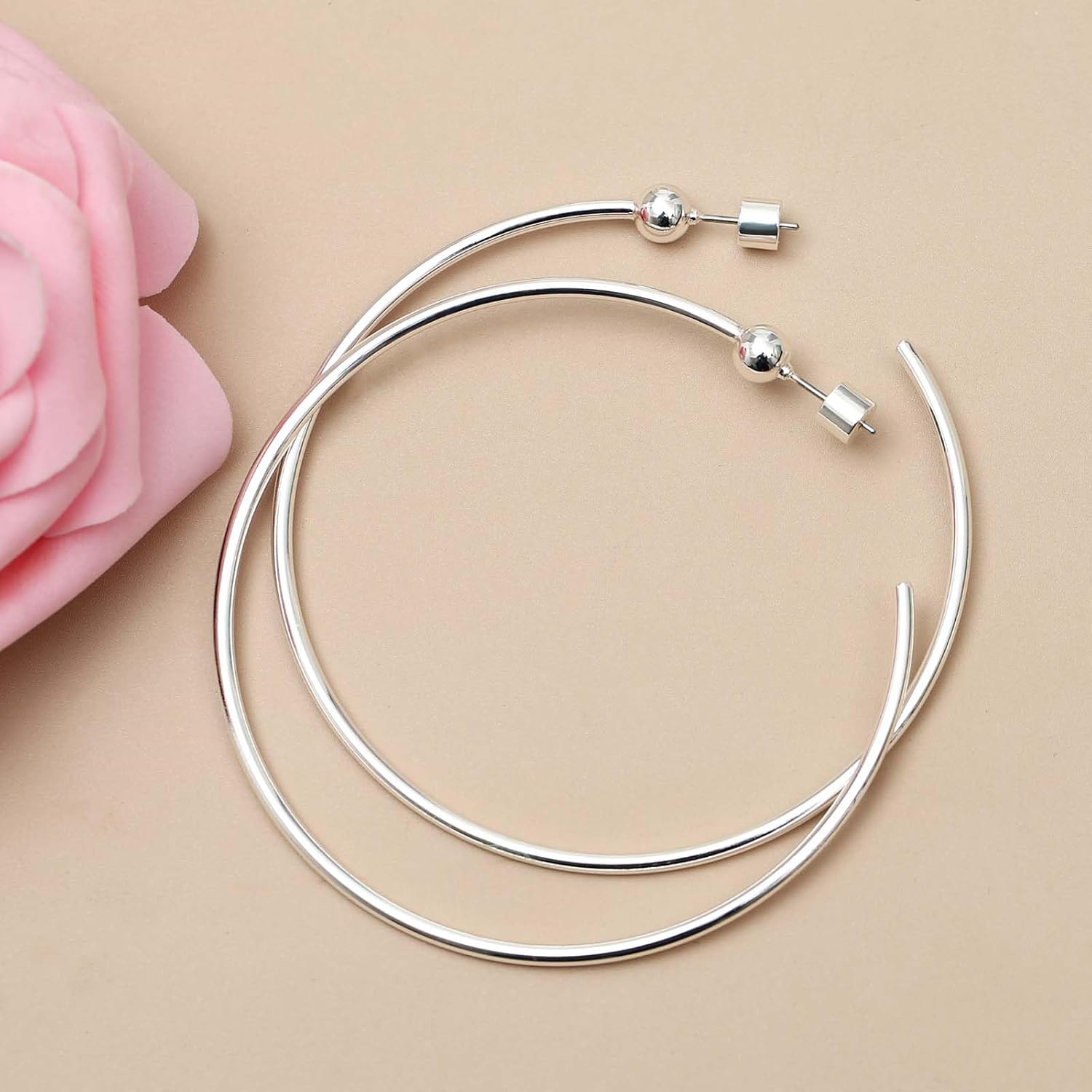 Large Gold Hoop Earrings for Women 14K Gold/Silver Plated Hypoallergenic Earrings 50mm/60mm/70mm Big Gold Hoops Earrings Jewelry Gift for Women - Image 8