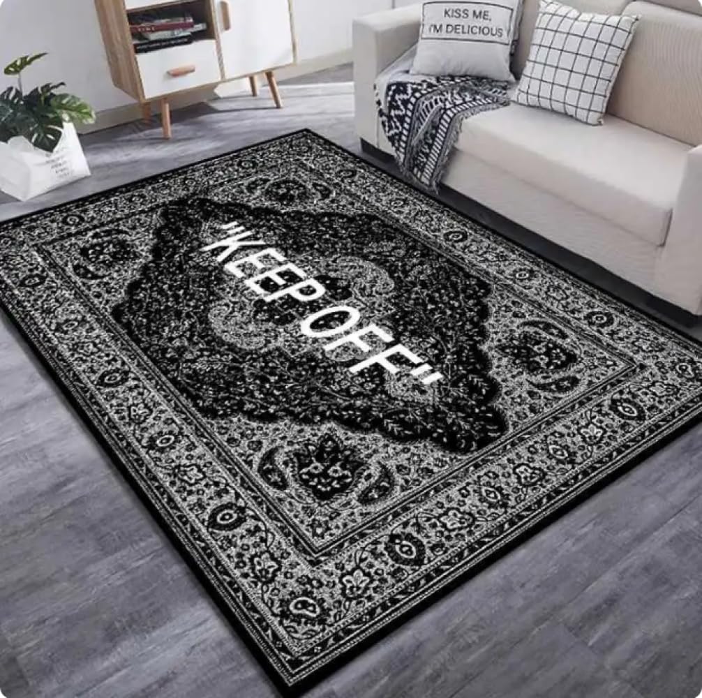 Tapis noir et blanc PASPRT tapis de sol décor géométrique
