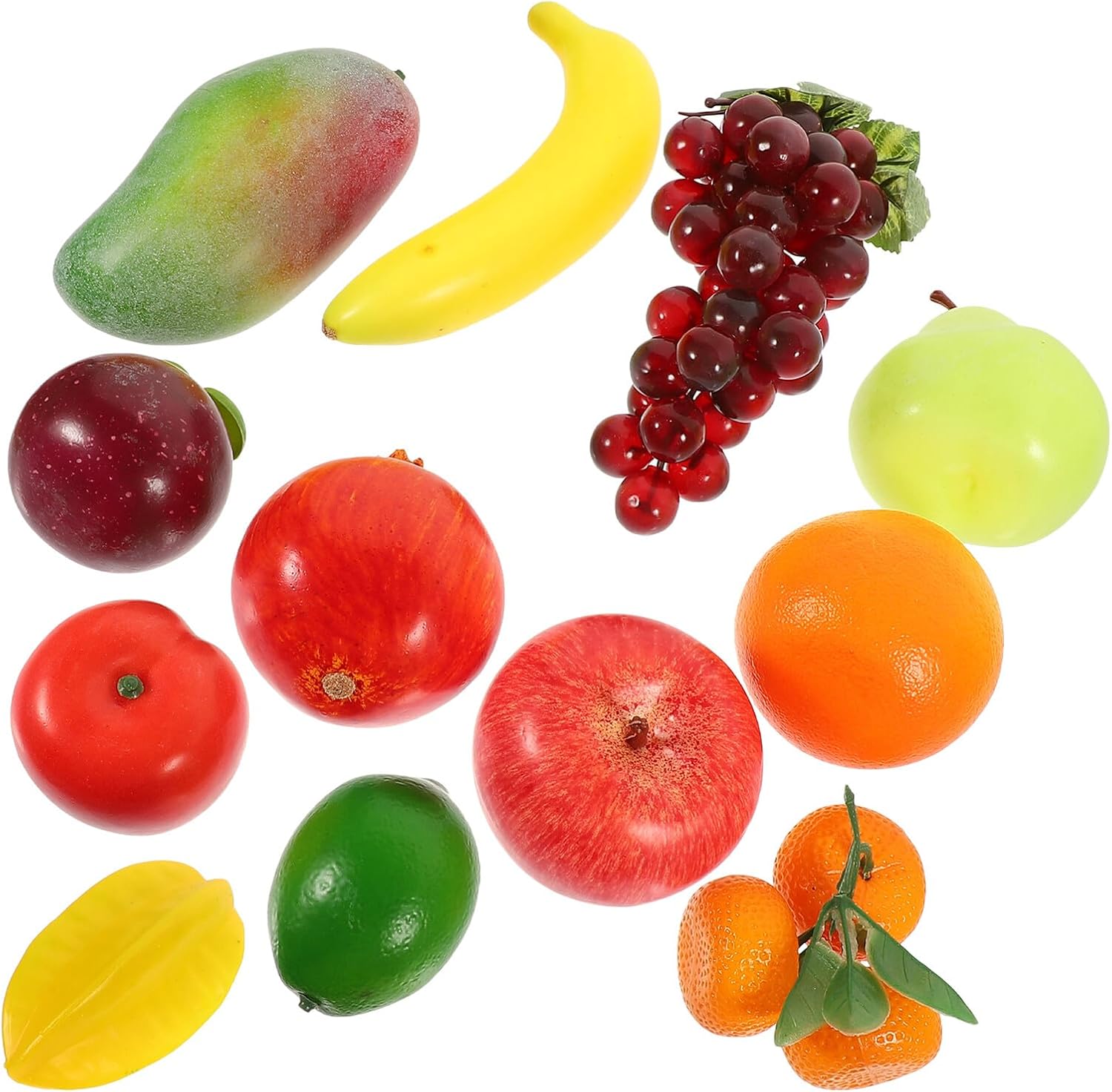 VICASKY 12pcs Artificial Fruit Set Lifelike Fake Fruit Models Plastic Foam Realistic Decor for Home Display Shop Window Adornments