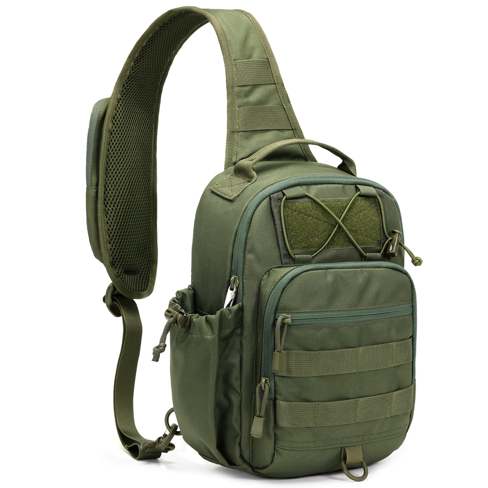 HALOVIE Militaire tactische rugzak, diefstalbescherming, schoudertas, klein, voor heren, borstzak voor wandelen, fietsen, kamperen, Zwart, 30x21x13cm / 11.8x8.3x5.1in, Tactisch
