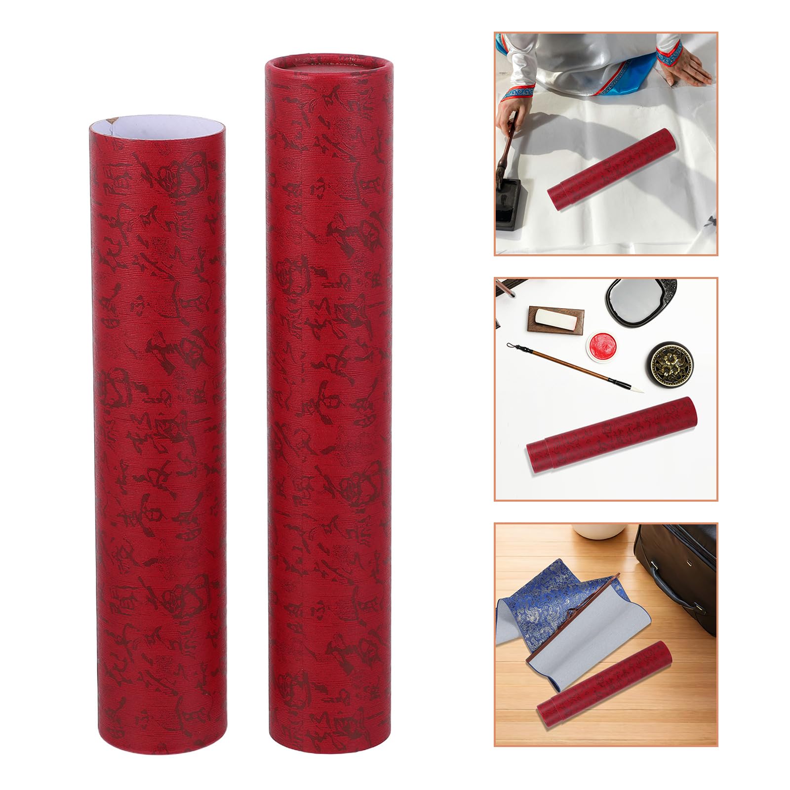 POPETPOP Tube Résistant la Lumière la Pluie de Rangement Extensible en Papier Rouge pour Œuvres d'art et Affiches pour Transport et Expédition Sécurisés