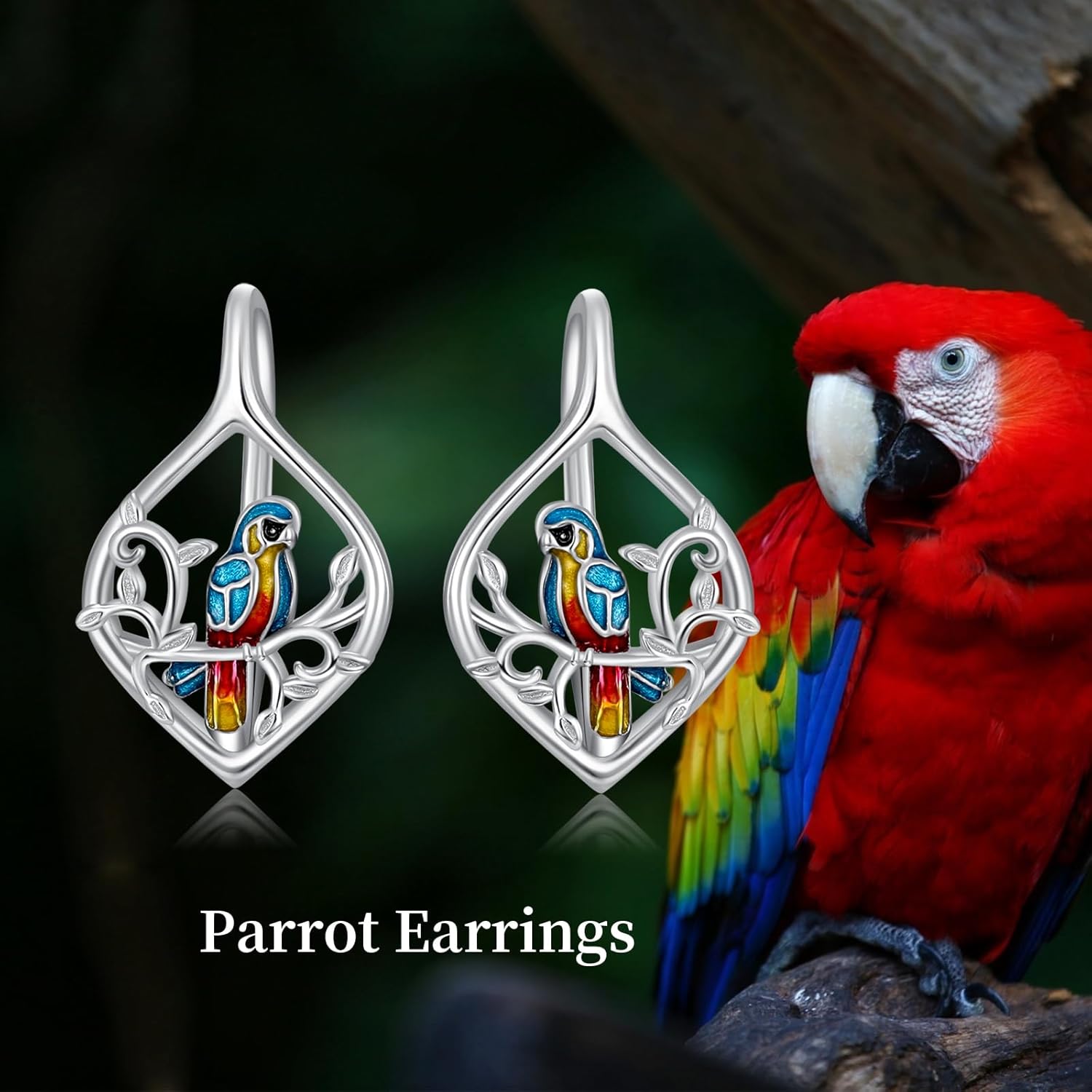 Cardinal/Hummingbird/Parrot Earrings for Women 925 Sterling Silver Bird Dangle Drop Leverback Earrings Hypoallergenic Cardinal Jewelry Christmas Birthday Gifts