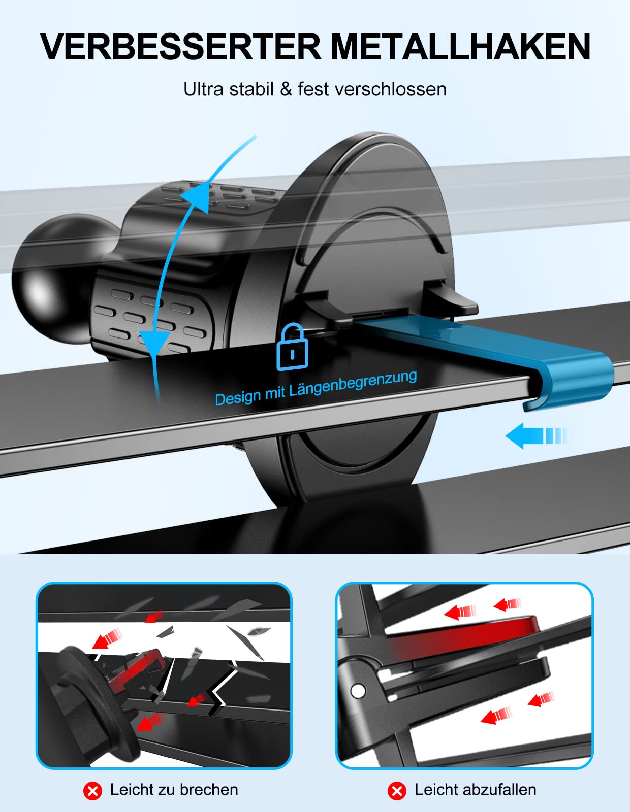 Mohard Handyhalterung Auto Mit Ladefunktion, Max 15W Fast Qi Wireless Charger, 360° Drehung & Rutschen und Fallen Nie Kfz Induktive Ladestation für 5,4"-7" Telefon (QC3.0 Autoladegerät Inklusive)