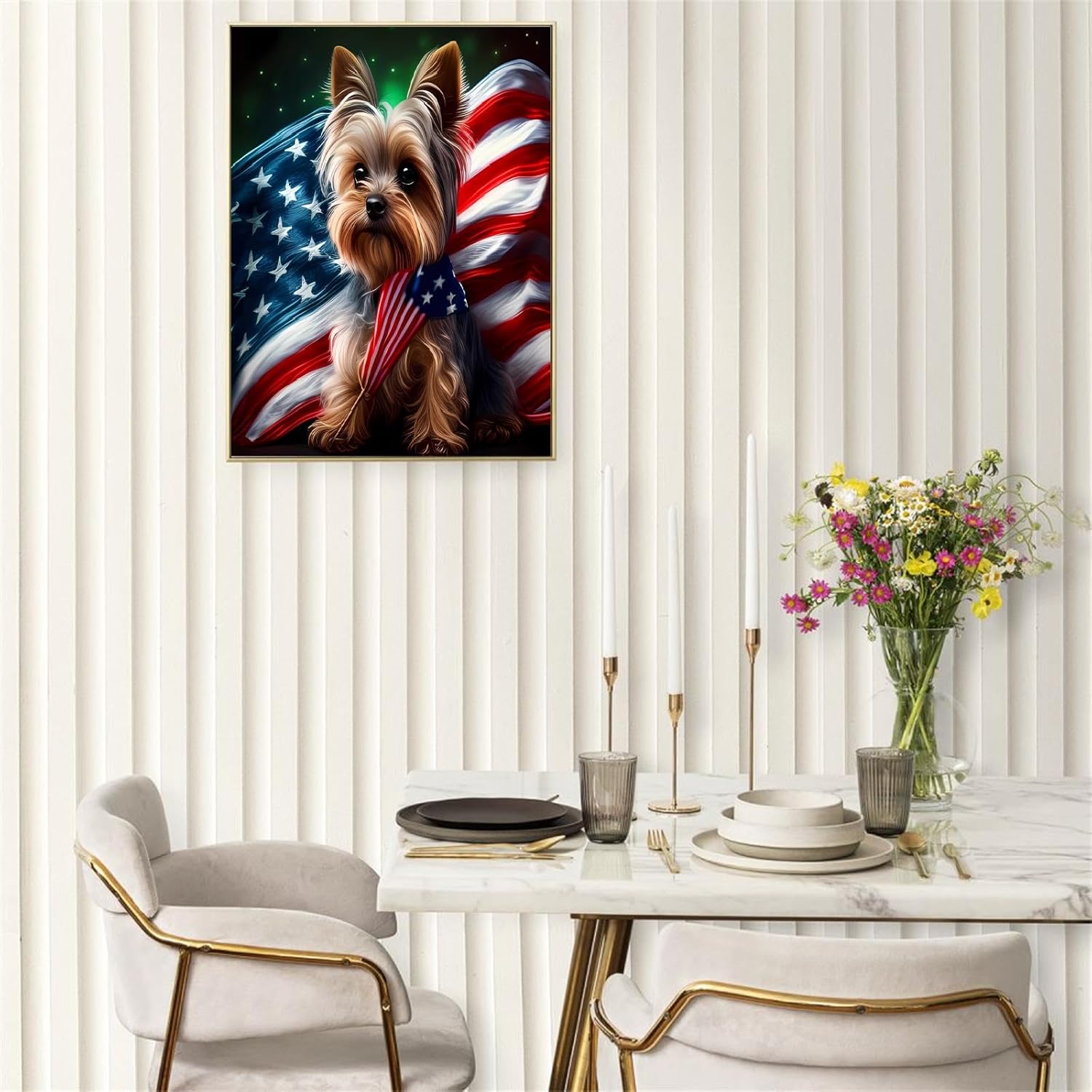 Worihut 5D Diamond Painting Kits for Adults, Yorkie Dog DIY Full Drill Embroidery Cross Stitch Paintings Pictures Arts Wall Decor Painting Dots Kits 18x24 Inch