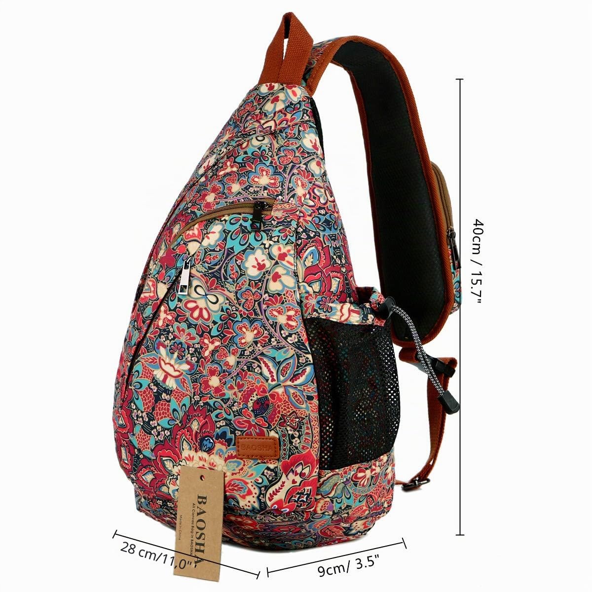 BAOSHA XB-04 - Mochila cruzada para mujer, para viajes, senderismo, mochila para mujer, Flores Impresiones Hs, Large