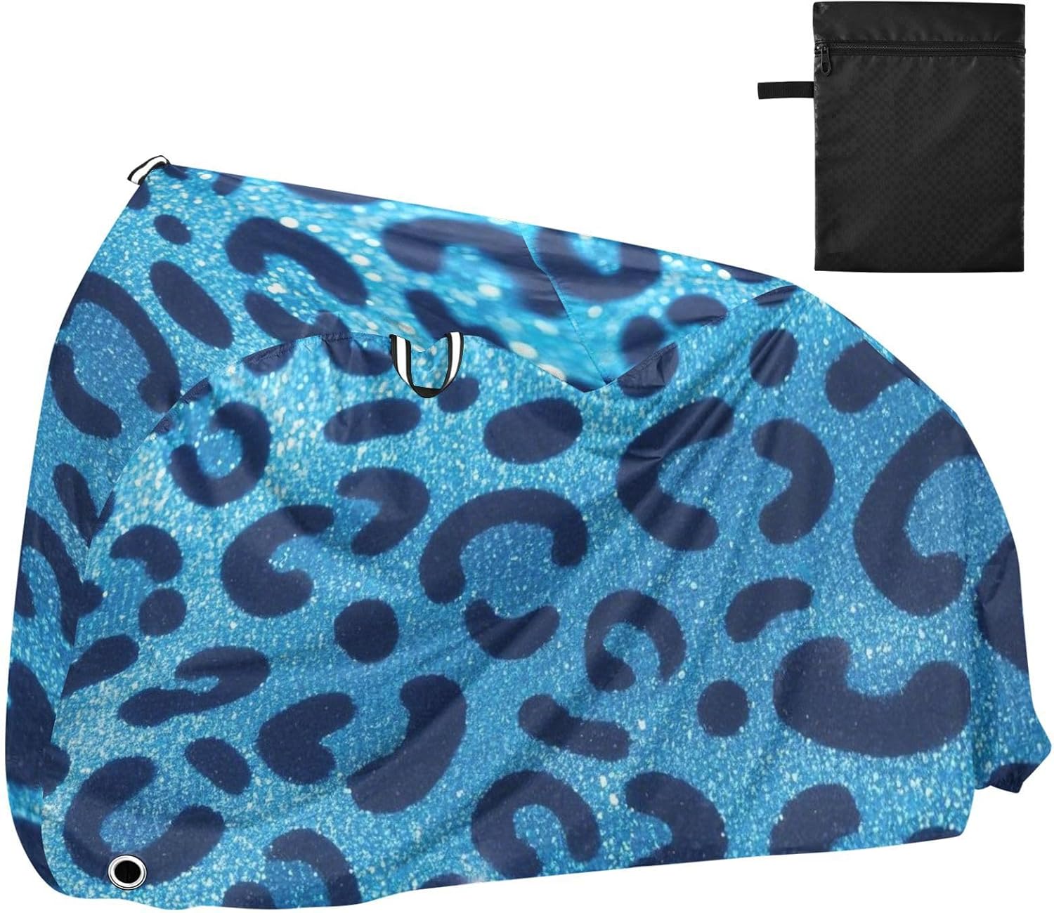 Fake Glitter Leopard Print Blue Covers for Bike Waterproof Road Bike Cover Bikes Storage
