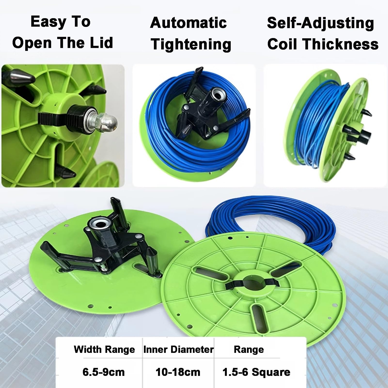 Supporto Porta-Bobine per Cavi Trasportabile E Resistente con Ruote - Porta-Bobine E Distributore per Bobine da 5/6 Canaline E Tira-Cavi - Perfetto per Appaltat(Verde-5 Rulli)