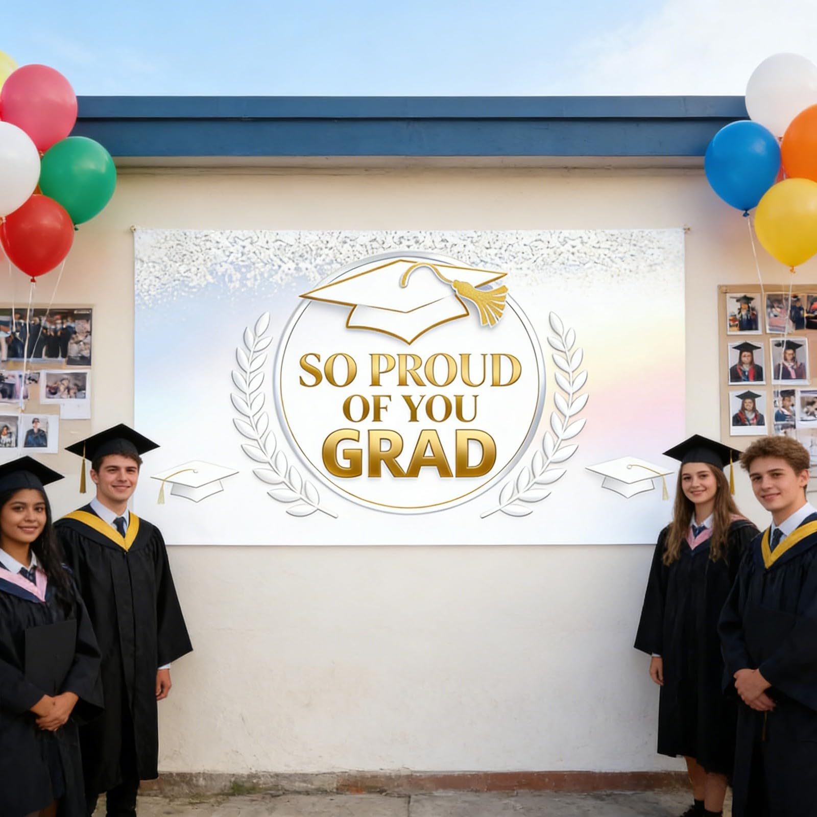 Banderines de fiesta de graduación de clase de 2026 con texto en inglés "Congrats Grad!", doble para fiestas al aire libre e interior