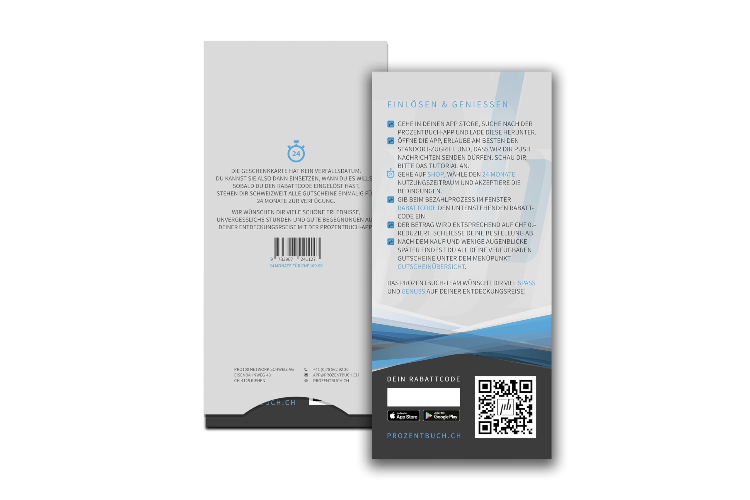 Geschenkkarte für 24 Monate digitales prozentbuch-Abo (blau)