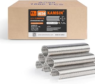 C-50 11 Gauge 304 Stainless Steel Hog Rings 1-1/2-Inch Crown C Ring Staples Hog Ring Staples C Rings for Fencing Closure 1,600 PCS/Box