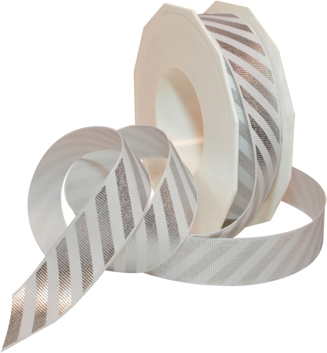 Morex Ribbon Wired Frosted Candy Cane Ribbon, 2.5 inch by 50 Yards, Red/White, 7412.60/50-609