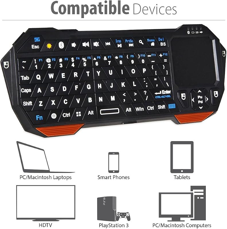 Fosmon Hordozható Bluetooth Billentyűzet Touchpad-dal iOS Android Windows PS4 Tablethez