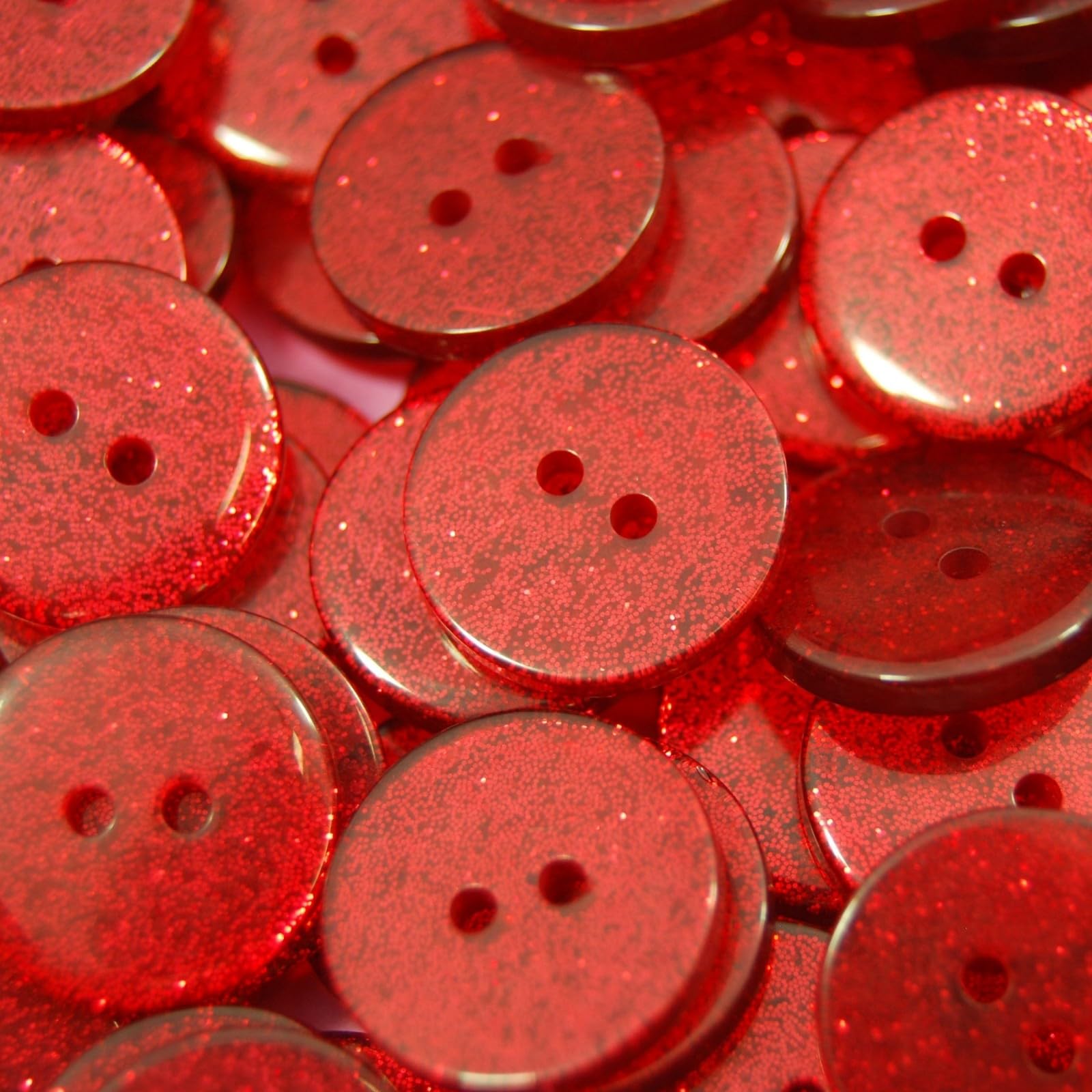 celloexpress 19mm Red Round Glitter Buttons - Sparkly Crafts Sewing Card Embellishments (Pack of 100)