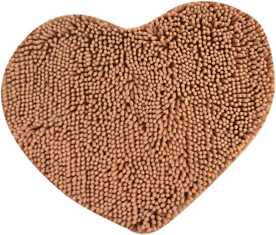 Tangpan Townhouse Heart Bath Rugs Luxurious Microfiber Chenille Non Slip Mat Color Grey 60cm(23.62inch) by 70cm(27.56inch)