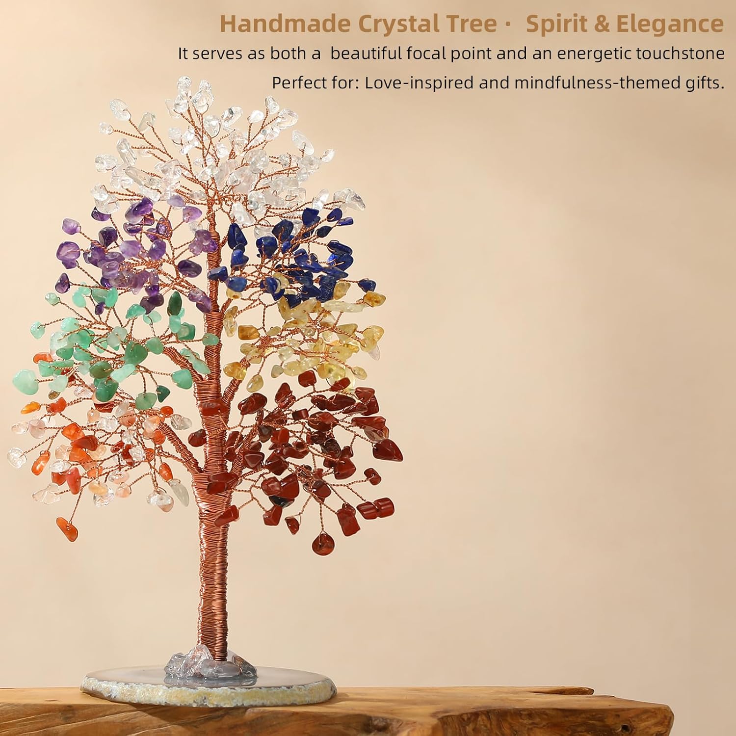 Hopeseed 7 Chakra Crystal Tree of Life Handmade Bonsai Healing Crystal Trees for Home, Desk, Living Room, Office Decor for Positive Energy, Good Luck Birthday Gifts for Women, Mom, Men - Image 4