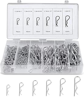 Cotter Pin Assortment Kit, 180PCS 6 Sizes Hair Pin R Clips Assortment Kit, Zinc Plated Spring Steel Hairpin R Clips, Retaining Hair Pin for use on Hitch Pin Lock System