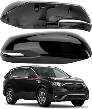Passenger Side Mirror Cover Replacement for Honda CRV 2017-2022, HRV 2016-2022 - Right Side Mirror Covers, Rear View Mirrors Cap Accessories Black, With Lamp