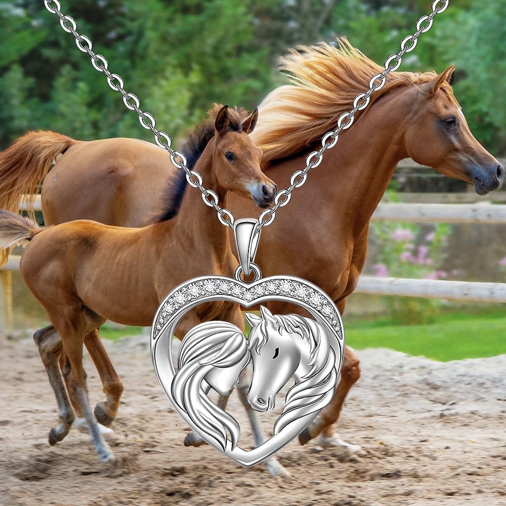 Fenthring Horse Necklace for Women 925 Sterling Silver Horse Pendant Necklace Heart Equestrian Mothers Day Lover Gifts - Image 9