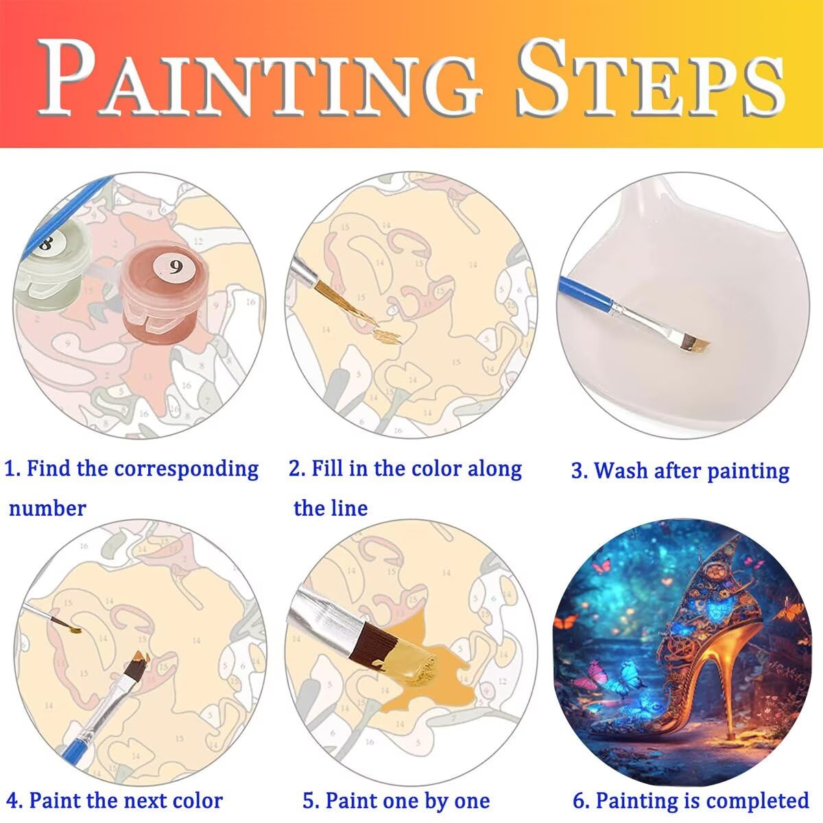 Dipingere con i Numeri Farfalla, Paint by Numbers Adulti Tacco alto, Fai da te Creativi Adulti Quadri da Dipingere Numerati Kit per Decorazione Della Parete di Casa, Regalo 80x110cm Senza Cornice 0E-0