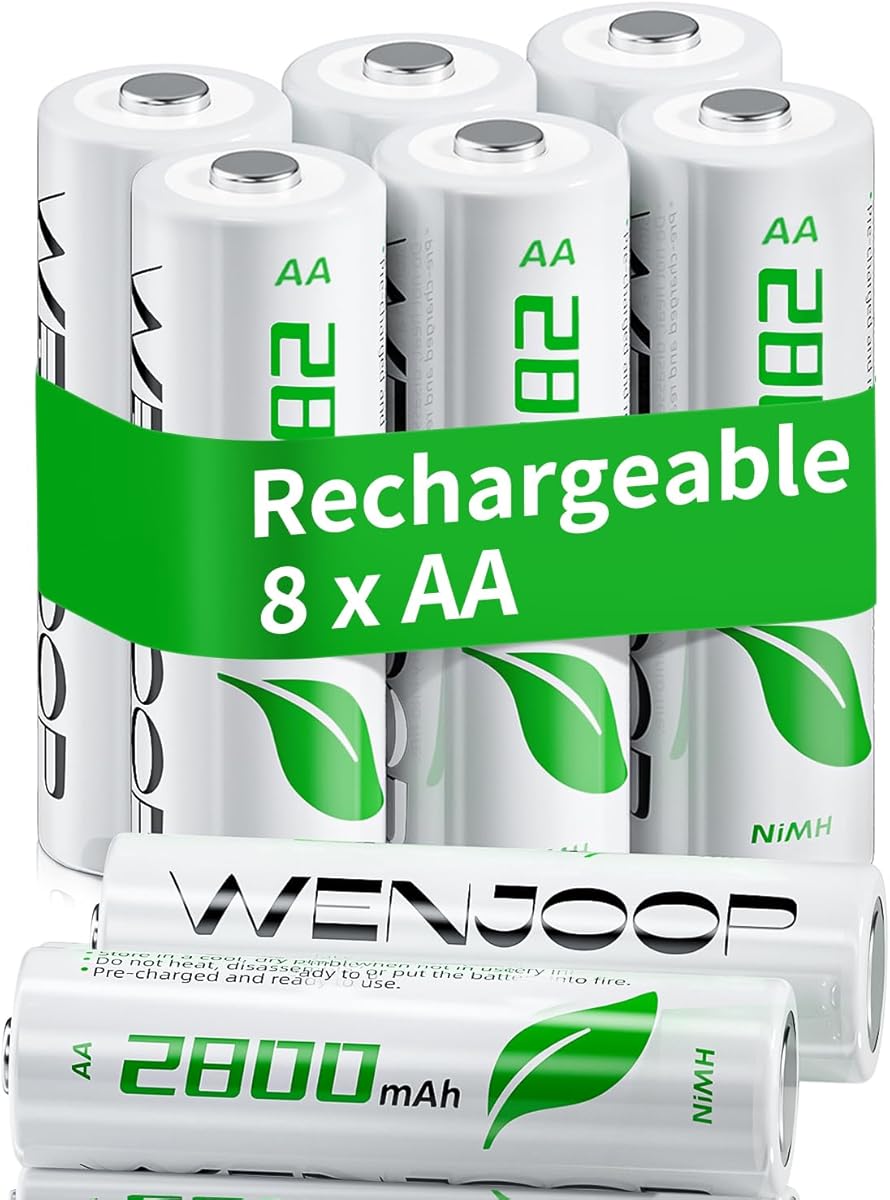 Rechargeable AA Batteries, 2800mAh High-Capacity, NiMH, Double A Battery, Long-Lasting, 8Pack AA Rechargeable Batteries for Household and Office Devices, Pre-Charged - 1.2V Low Self Discharge