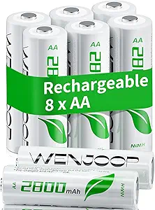 Rechargeable AA Batteries, 2800mAh High-Capacity, NiMH, Double A Battery, Long-Lasting, 8Pack AA Rechargeable Batteries for Household and Office Devices, Pre-Charged - 1.2V Low Self Discharge