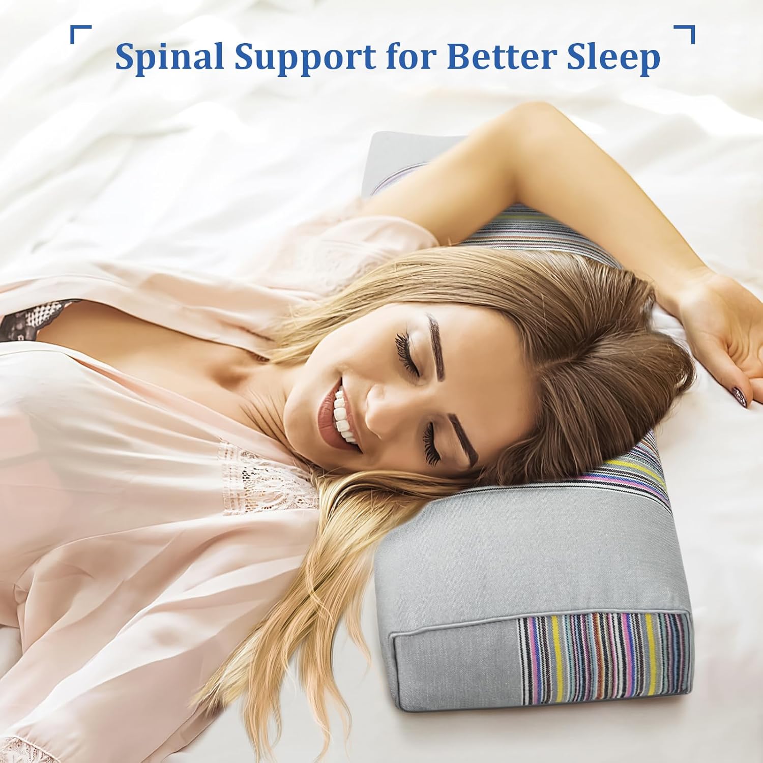 Buckwheat Pillow & Cervical Pillows for Sleeping (21x8x4inch) 100% Organic Coarse Cloth Package w Organic Buckwheat Hulls, Natural Cooling Technology and Relieve Cervical Pain. (Grey) - Image 3