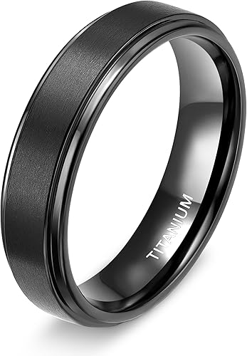 TIGRADE 4mm 6mm 8mm 10mm Titanium Rings BlackSilverGold Wedding Band Matte Comfort Fit for Men Women Size 3-15