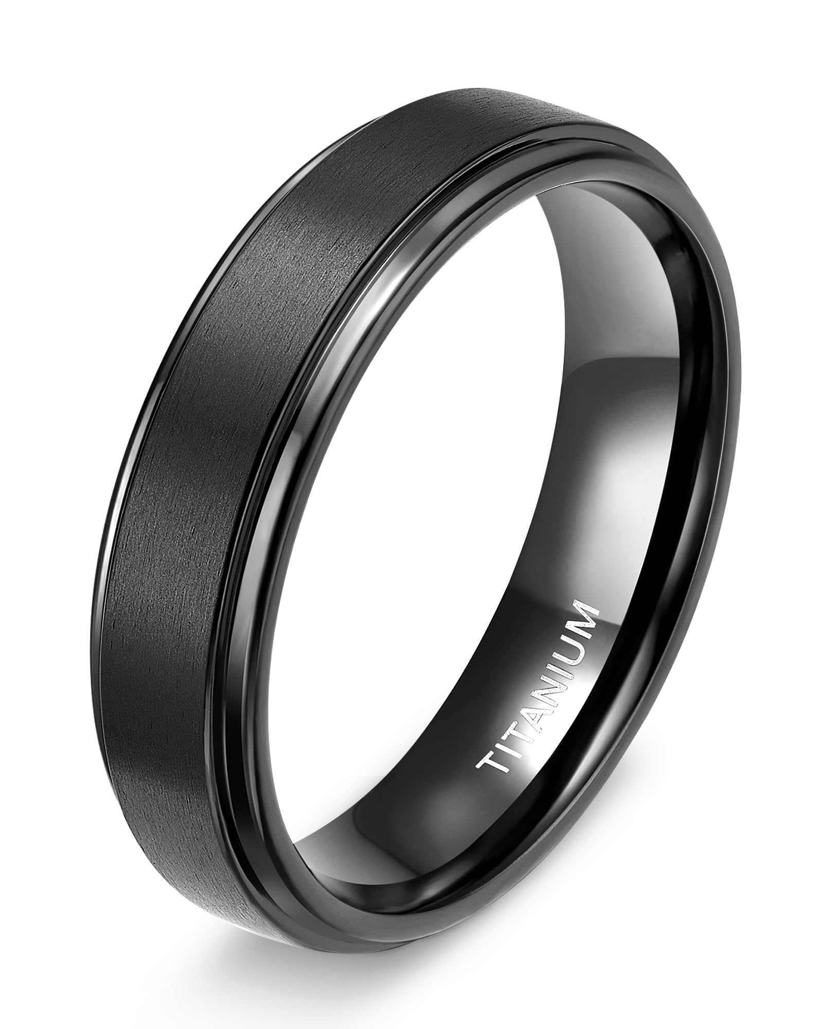 TIGRADE Titanium Wedding Bands 6mm/8mm Comfort Fit Matte Finish Black
