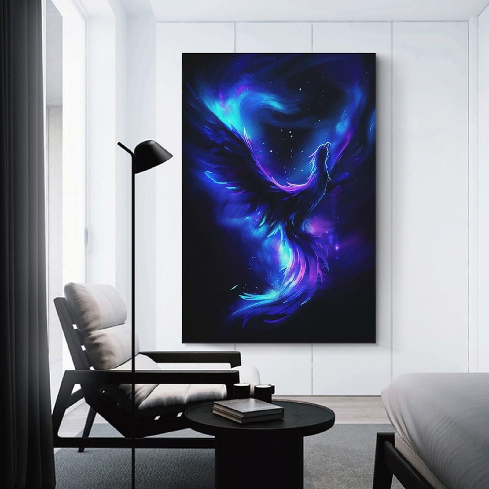 Junmoney Unframe-Phoenix Neon Animal Phoenix Neon Animal Wall Picture Print, 16X24inch(40X60cm), For Workspace Walls, Study Corners Or Bedrooms, Wall Art That Adds Style To Work Areas