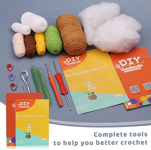 Miniatura 17 de kgxulr Kit de ganchillo para principiantes, kit de ganchillo Little Daisy para principiantes, kit de inicio de ganchillo para principiantes