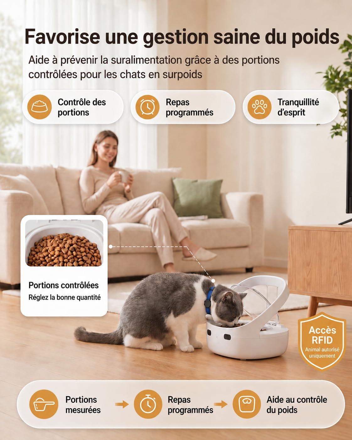 Comedero Automático RFID para Gatos, para una Alimentación Más Controlada en Casa