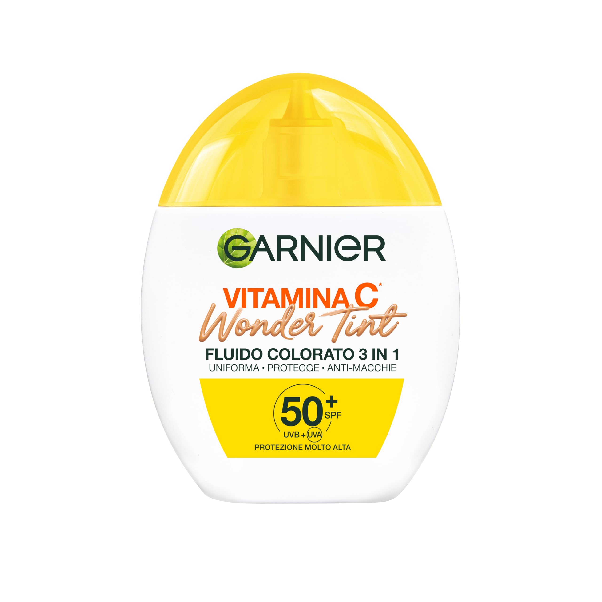 Garnier Fluido Colorato 3 in 1 Wonder Tint Vitamina C, Per Tutti i Tipi di Pelle, Protezione Solare SPF50+, Pelle Uniformata e Protetta, Macchie Ridotte, Tonalità: Medium, 40 ml