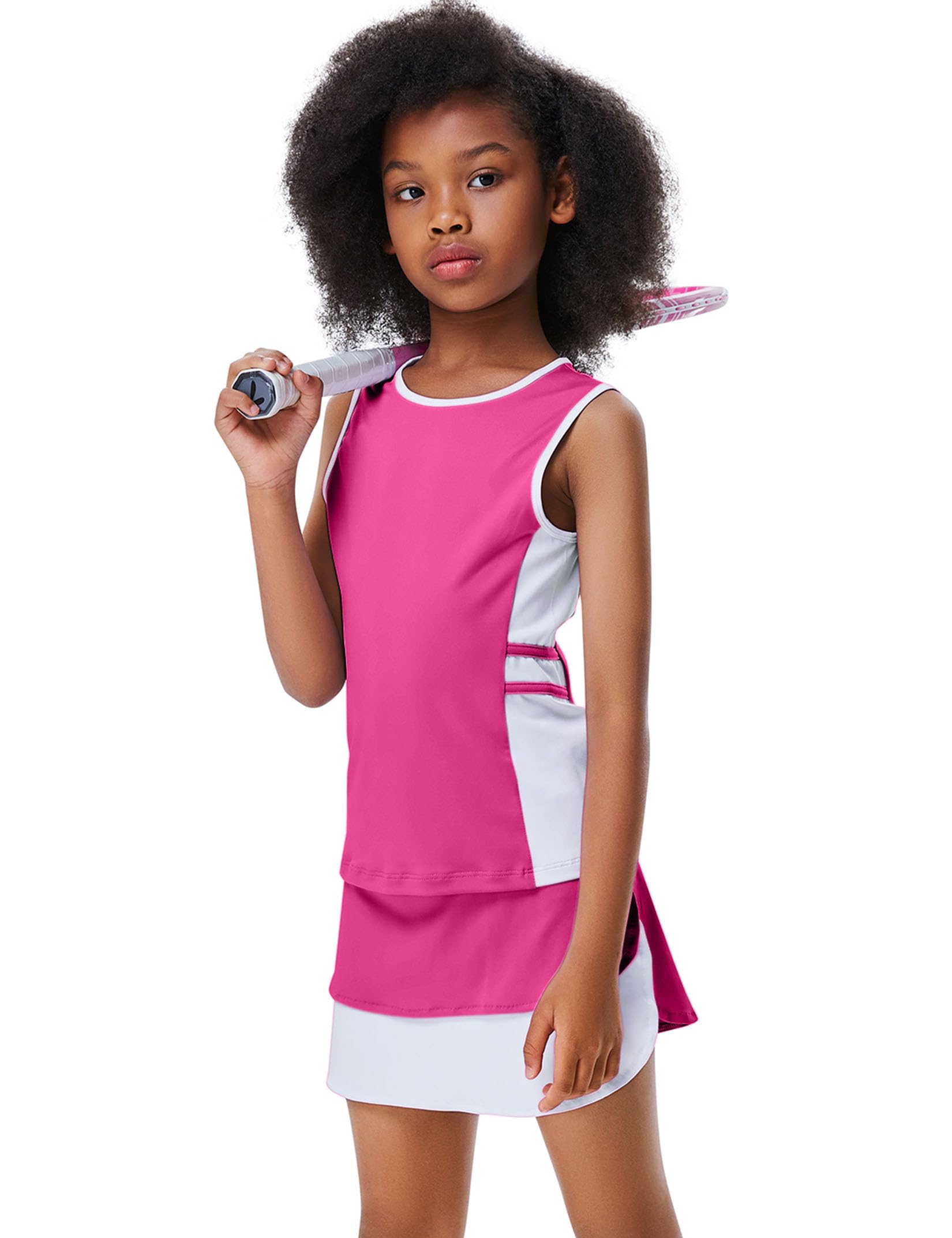 Tennis- und Golfkleid für Mädchen, ärmelloses Tanktop und Skorts, Sportrock mit Shorts und Taschen, 3–12 Jahre