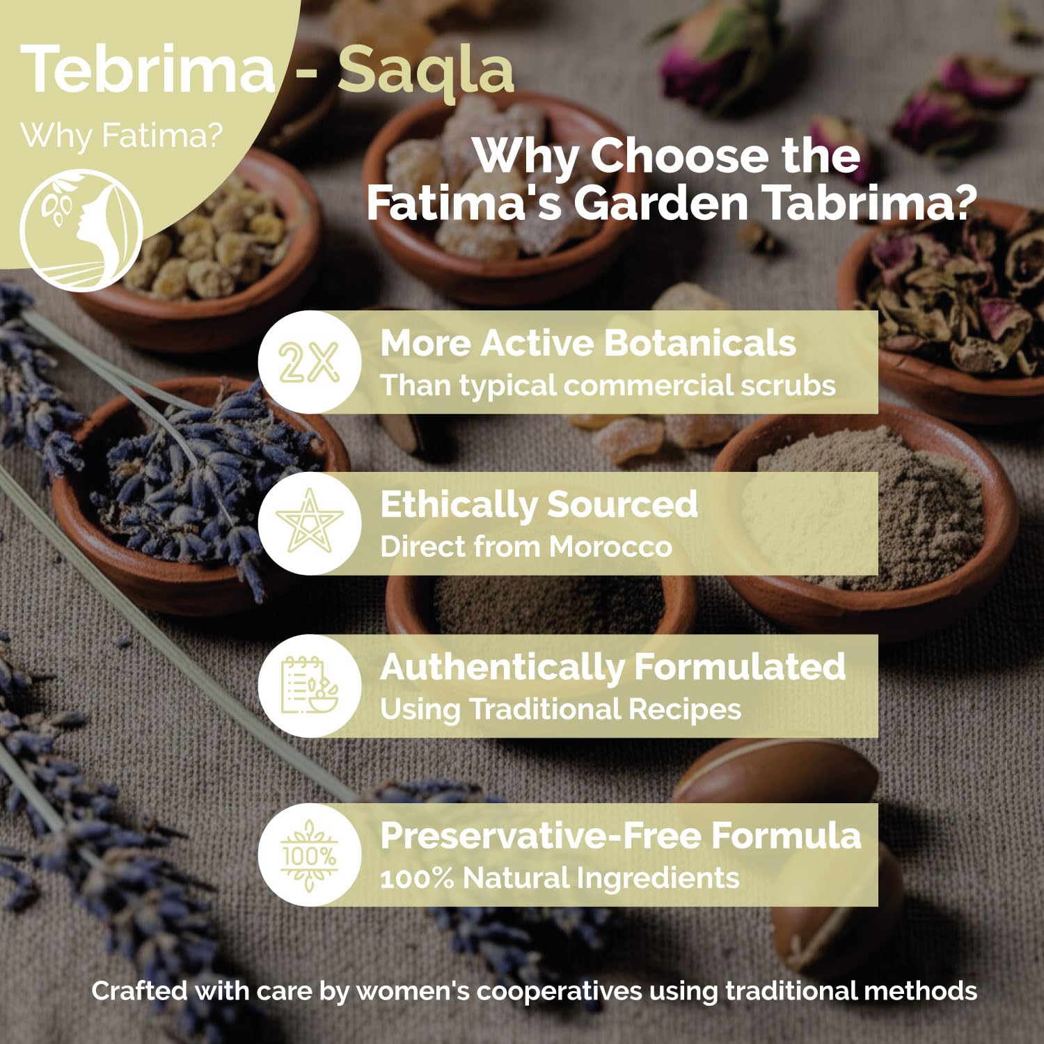 Fatima's Garden Tabrima/Seqla Esfoliante Hammam Marocchino Naturale Rituale Ancestrale 150g