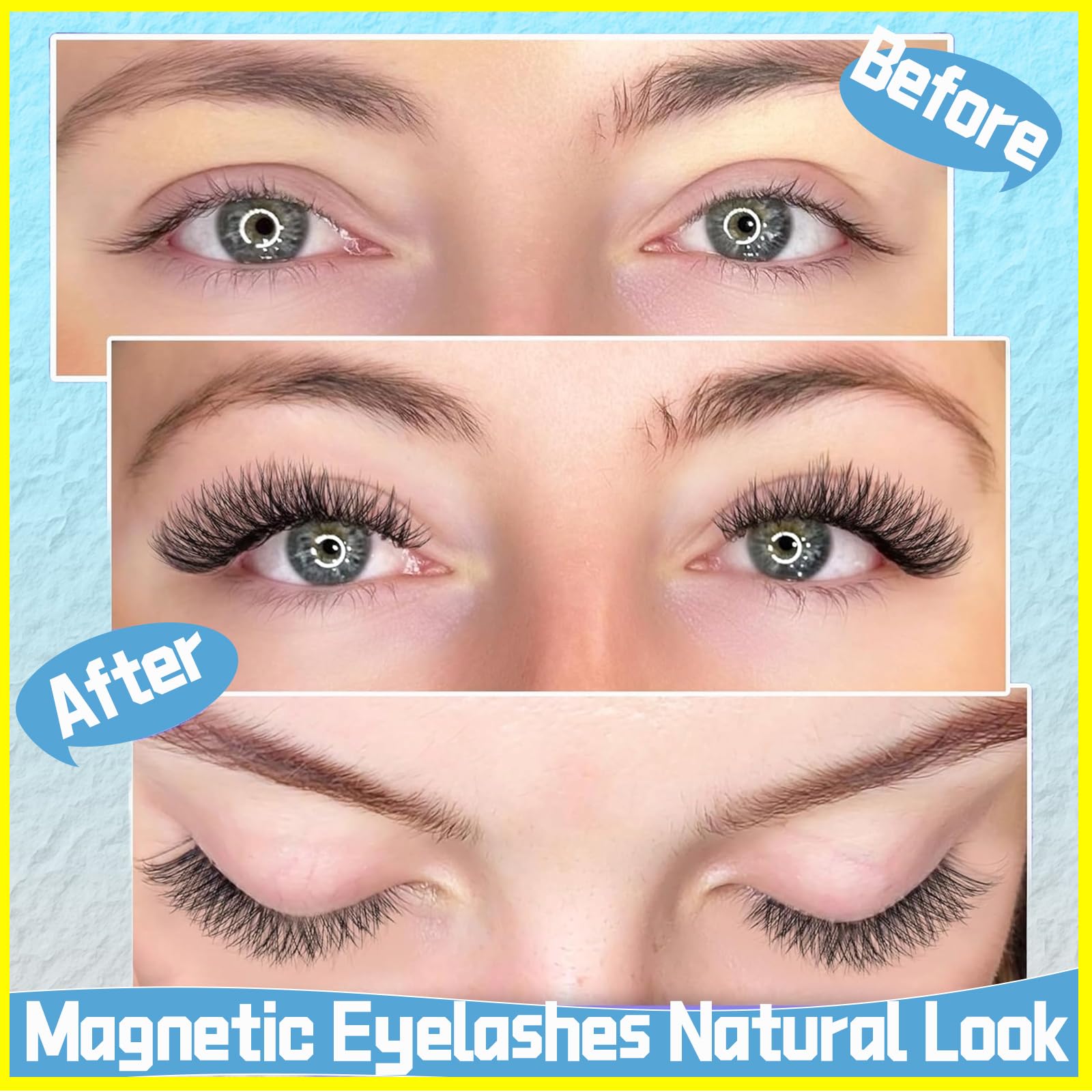 Magnetische Wimpern, natürliches Aussehen, bestes magnetisches UK-Set mit Applikator, 3D-falsche Wimpern, magnetisch, wiederverwendbar, Magnetauge, kein Kleber oder Eyeliner erforderlich, für Anfänger