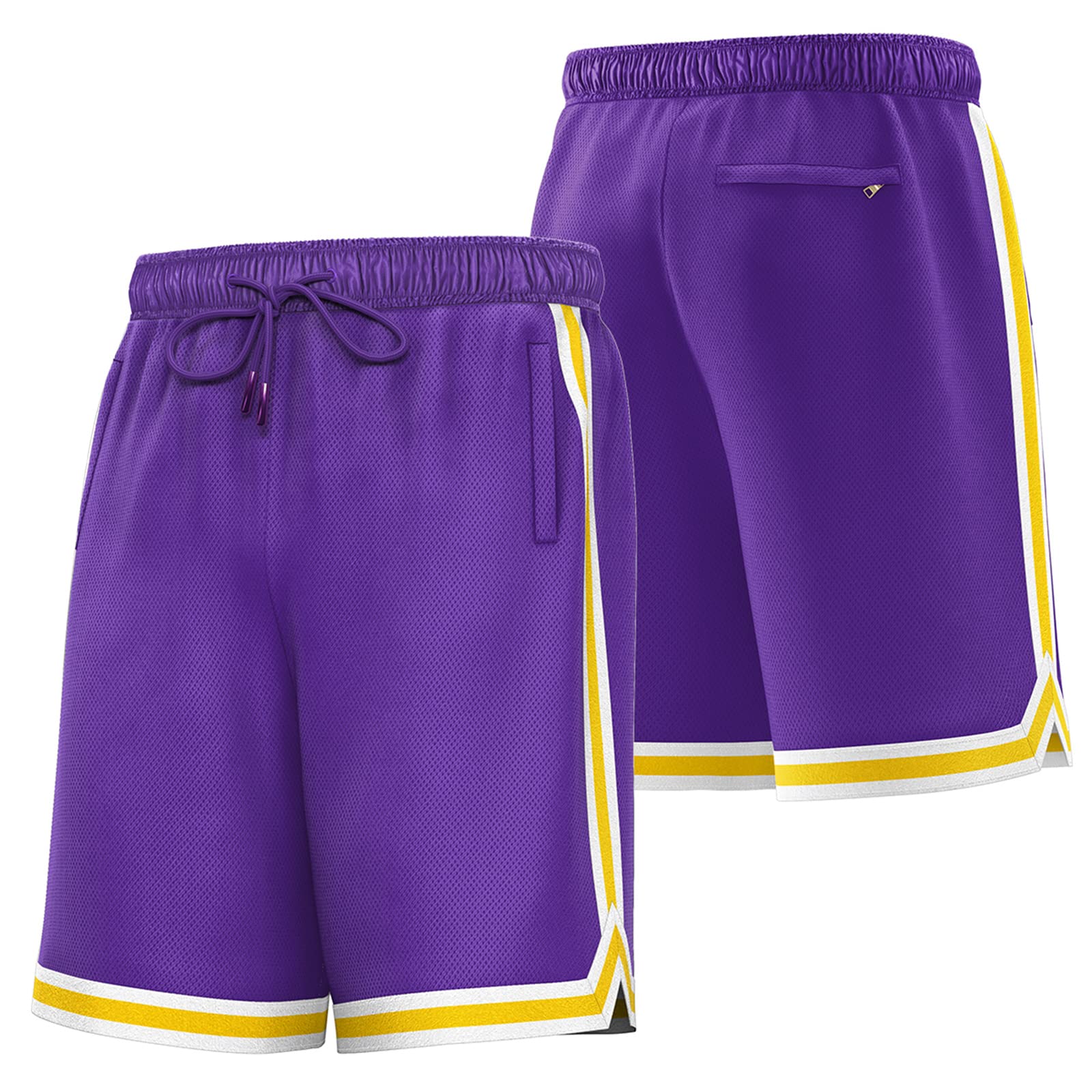 KXK Men’s Mesh Basketball Shorts,Athletic Shorts Gym Running Training Shorts with Pockets, Purple/Yellow, XX-Large