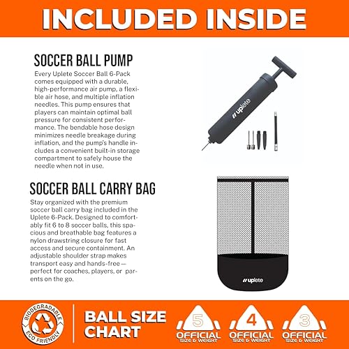 Miniatura 3 de Soccer Balls for Kids and Adults - 6-Pack with Sizes 3, 4, 5 - Includes Ball Pump and Carry Bag