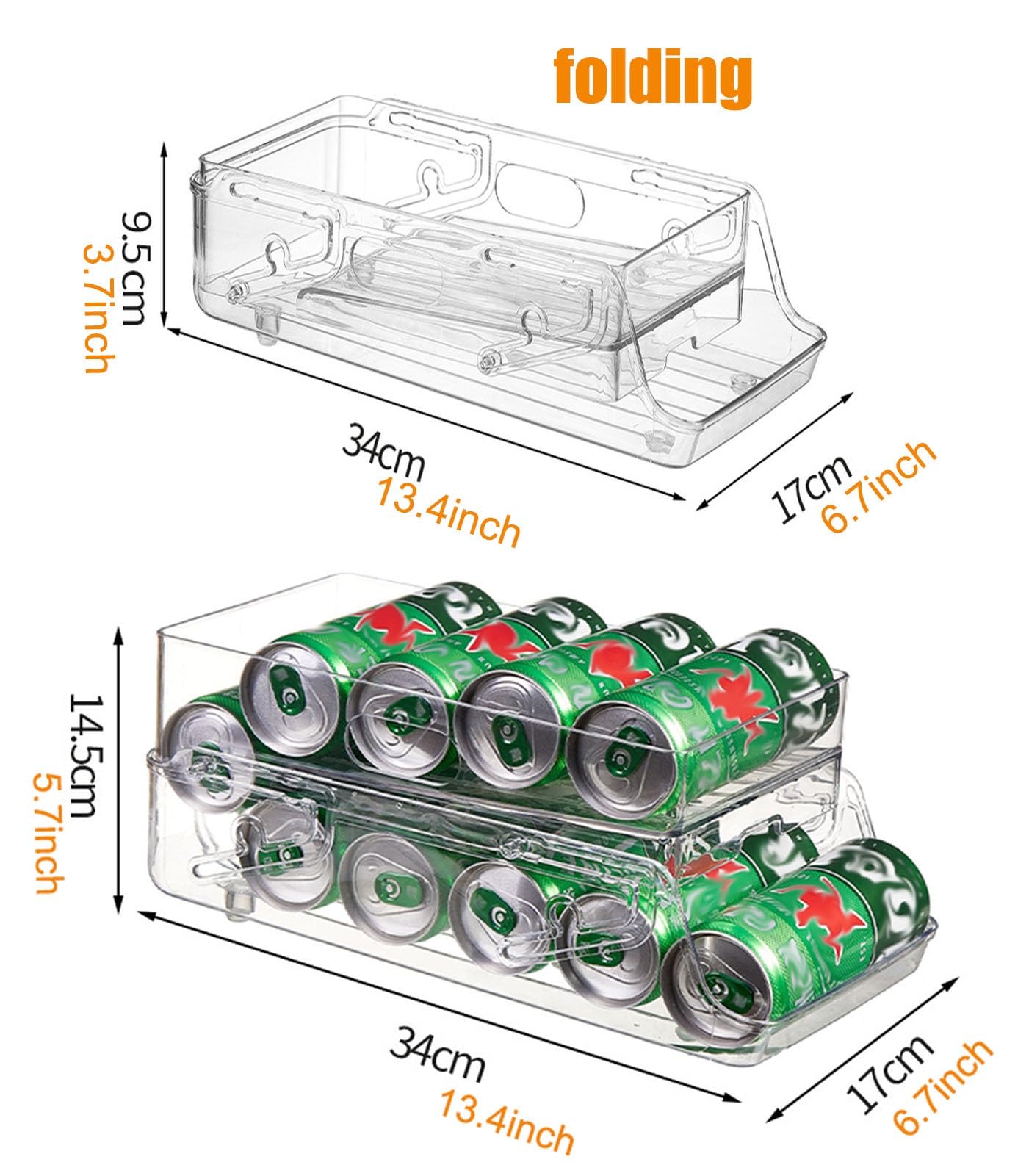 Kühlschrank Organizer Dosen Getränkedosenspender Für Kühlschrank, Automatisch Rollender Getränke-Organizer-Halter Für Kühlschrank, Faltbare Organizer-Aufbewahrung