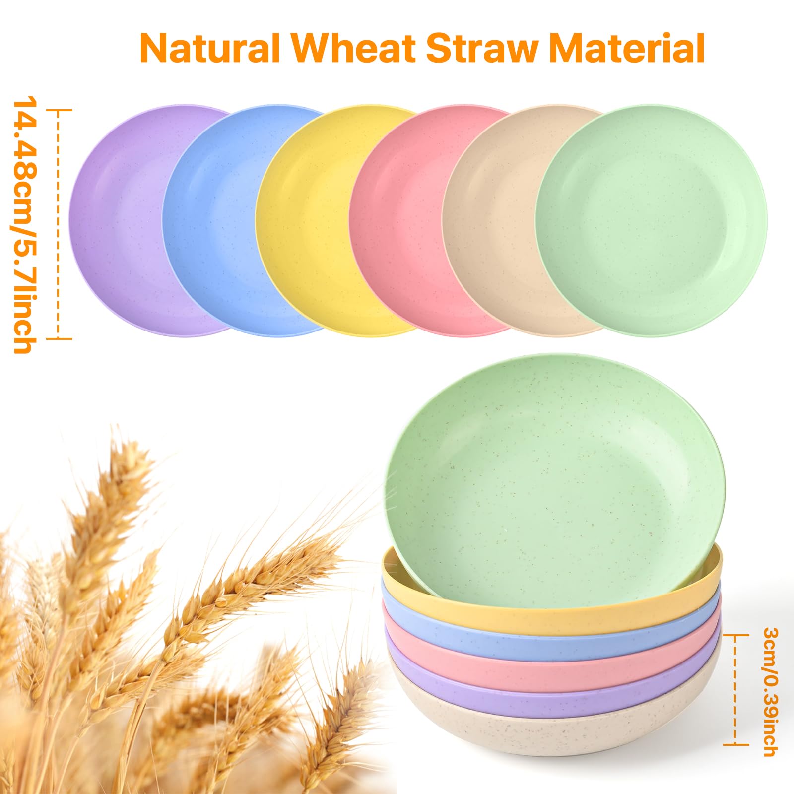 DTKLPQ 12 Pack Cat Food Bowl, 5.7 Inch Cat Bowls, Whisker Fatigue Pet Dish, Pet Bowl for Kitten, Small Dogs, Bunnies, Dry and Wet Food, Canned (Multi,Round)