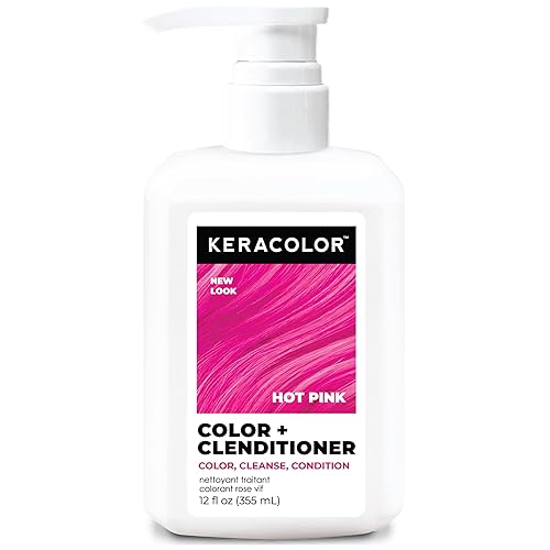KERACOLOR Clenditioner Dye Semi Permanent Hair Color Depositing Conditioner Crueltyfree, Hot Pink, 12 Oz