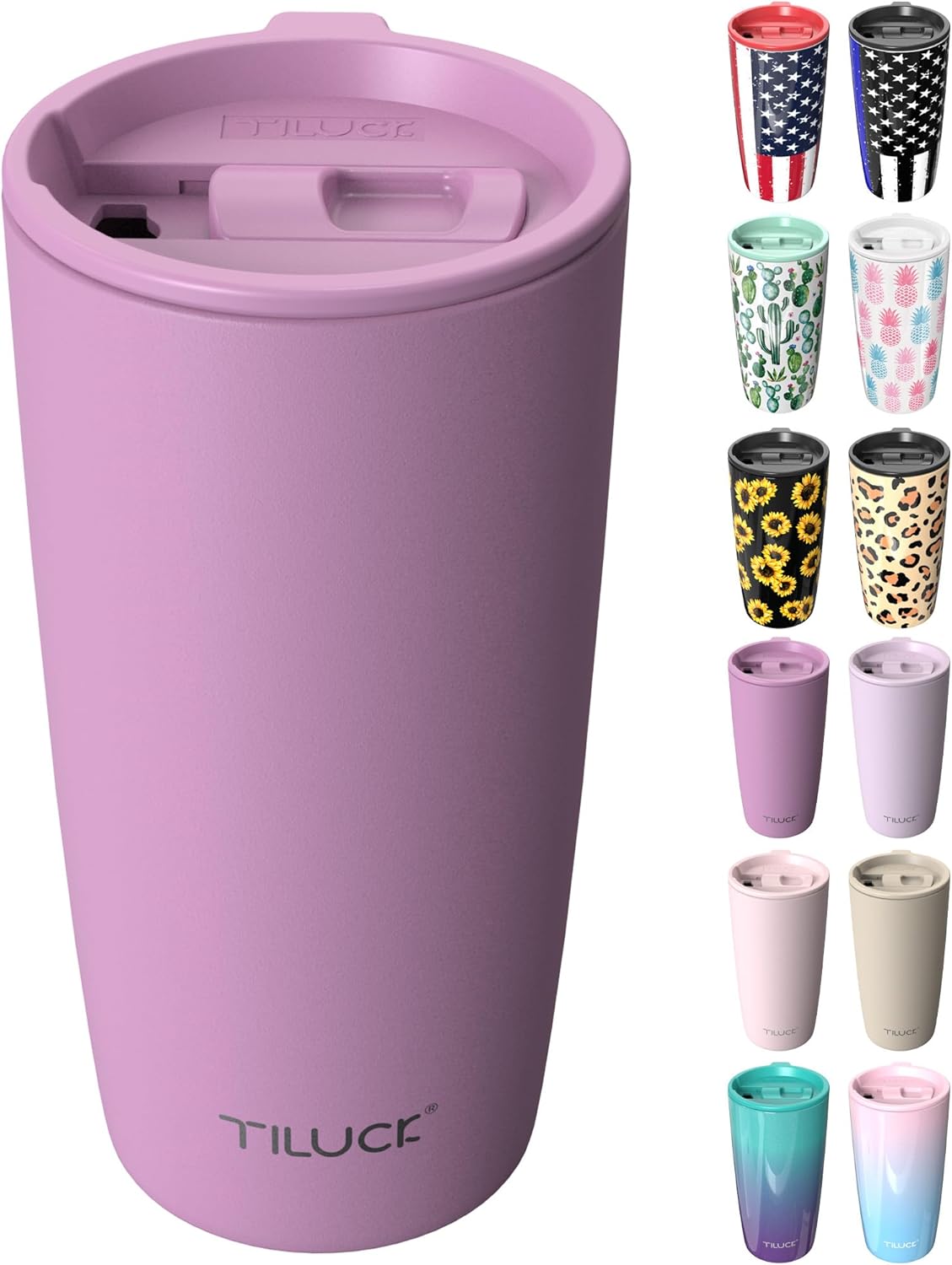 TILUCK 20 oz Tumbler with Lid, Vacuum Insulated Stainless Steel Coffee Mug, Double-Walled Travel Tumbler for Hot and Cold Drinks(Lilac, 20oz)
