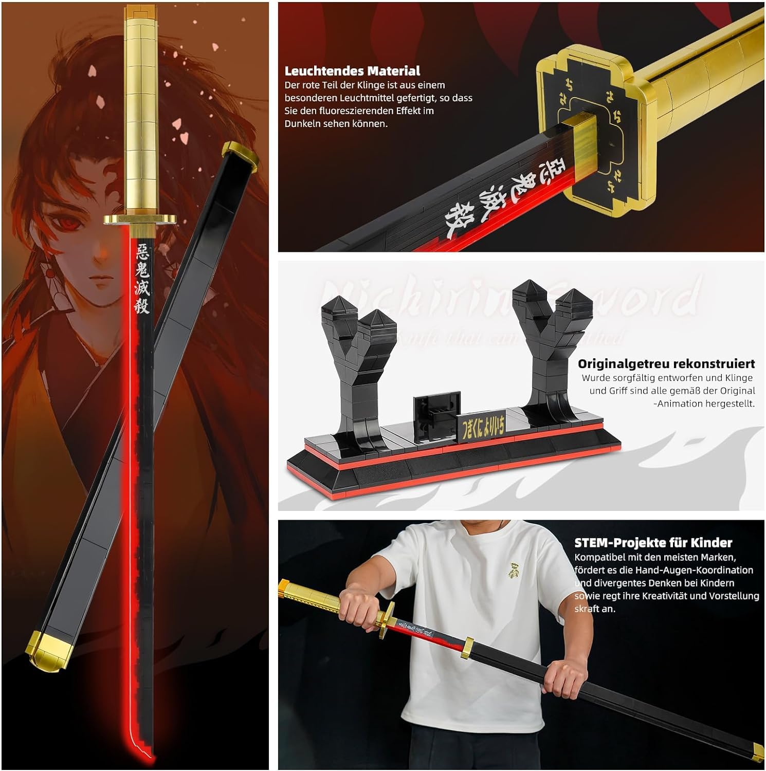QLT Demon ideas Slayer Tsugikuni Yoriichi Sword Building Set, 606 Pcs Toy Building Set Toy Compatible with Lego Anime - Image 2