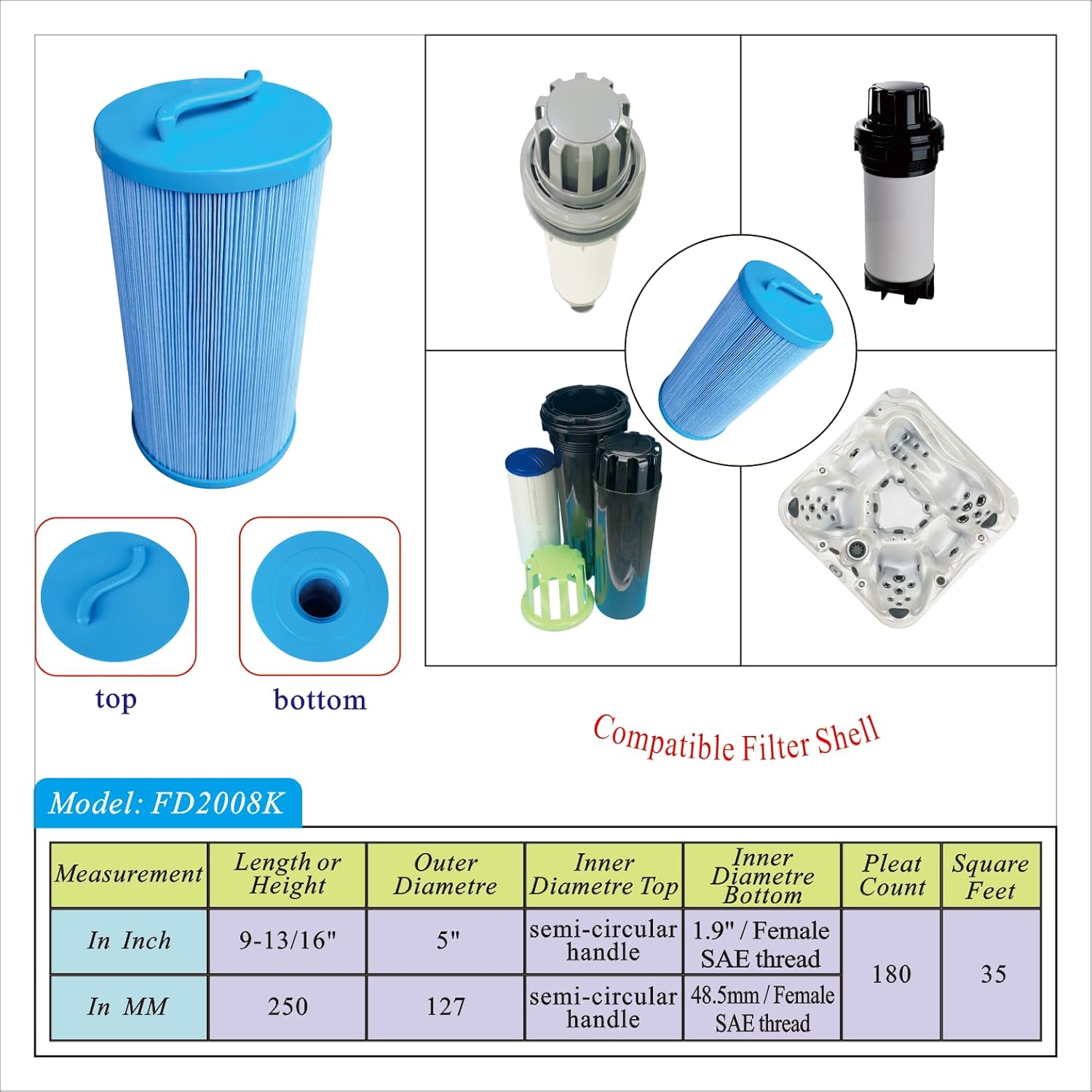 Malaka Spa Filter Cartridge FD2008K Compatible with 817-4035, PWW35L, 4CH-935, FC-0170, 35 sq ft Replacement Filter, 2-Pack - Image 7