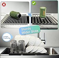 Vista 4 de Mamakura Roll Up Dish Drying Rack Over The Sink, Hangable Dish Drying Rack，Foldable Sink Rack Stainless Steel Sturdy Anti-Slip Multipurpose