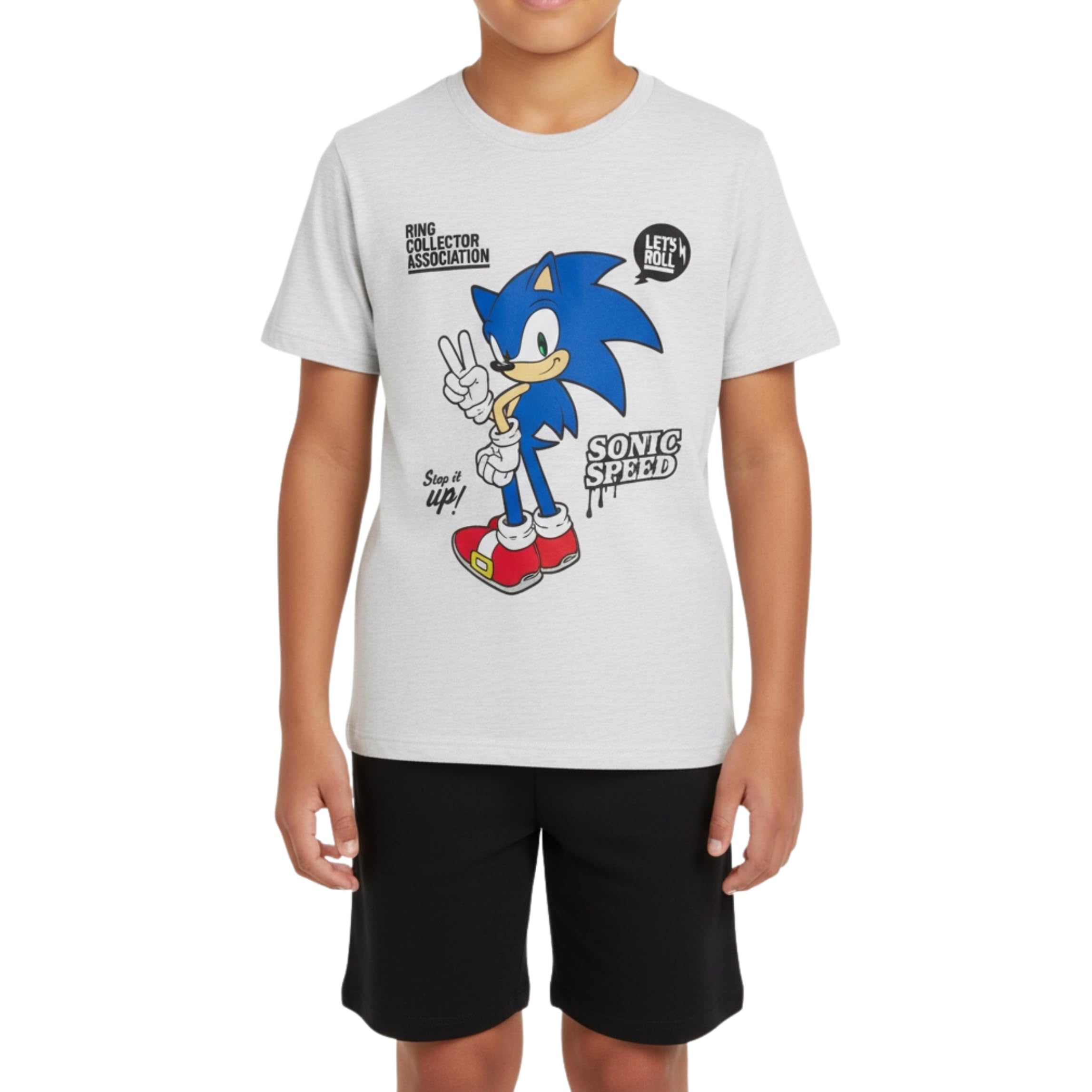 Sonic The Hedgehog Pigiama per Ragazzi, Maglietta e Pantaloncini Set 2 Pezzi Ragazzo, Sonic Pigiama in Cotone per Bambino e Adolescenti, Taglia 6 a 12 Anni